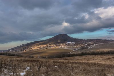 Scenic view of mountains against sky