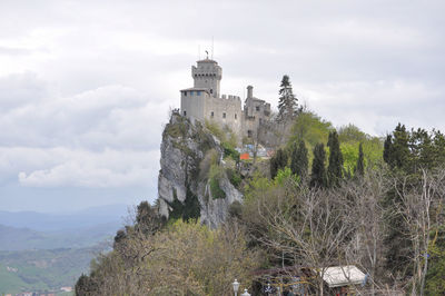 Low angle view of fort against sky