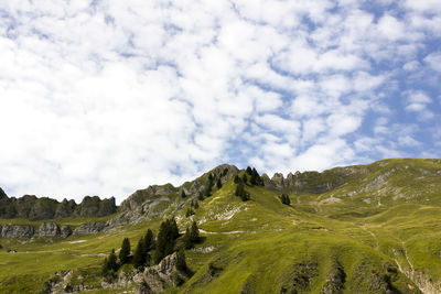 Scenic view of green landscape against sky