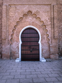 Closed door of historic building