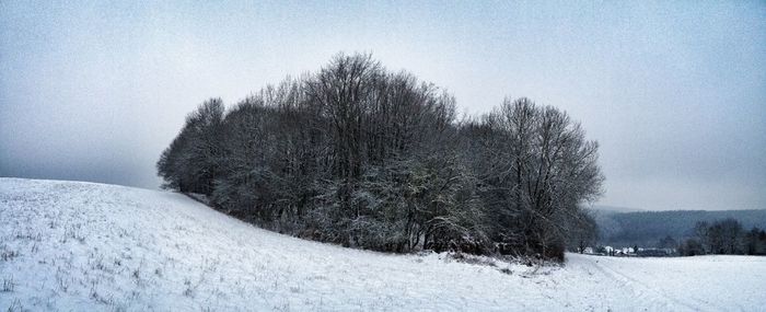 Scenic view of snow covered field