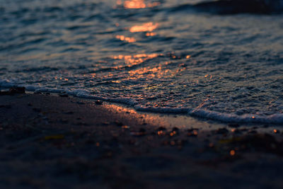 Close-up of waves on beach