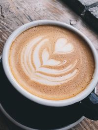 High angle view of coffee on table