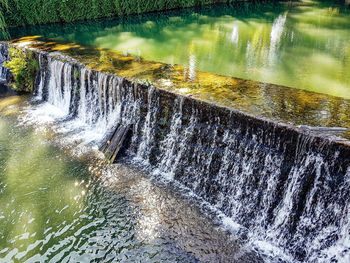 High angle view of dam on river