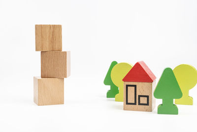 Close-up of toy against white background