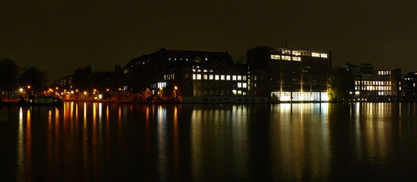 Illuminated building at night