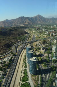 High angle view of city against sky