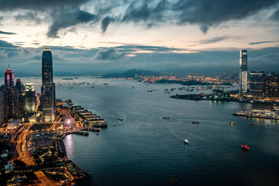 Aerial view of city at waterfront