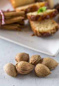 High angle view of bread on table