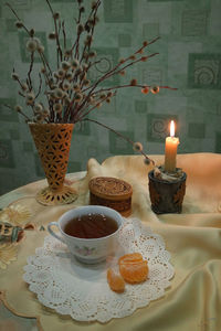 Vase on table at home