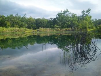 Scenic view of lake against sky