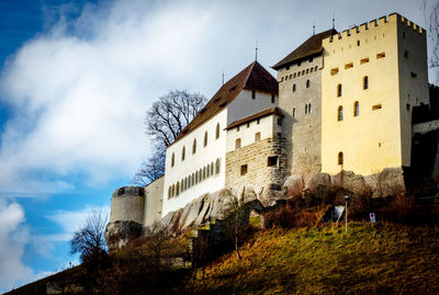 Low angle view of buildings against sky