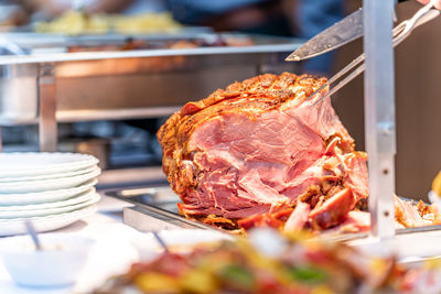 Close-up of food for sale on table