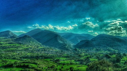 Scenic view of mountains against sky