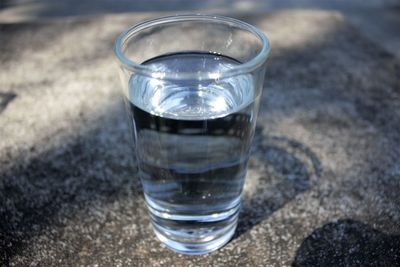 Close-up of water in glass on table