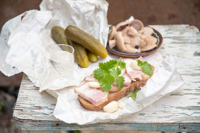 Close-up of food on table