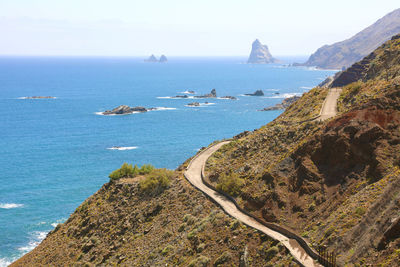 Mountain trail in anaga park of tenerife, spain