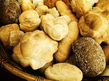 Variety of breads in wicker basket