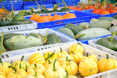 High angle view of food for sale at market stall