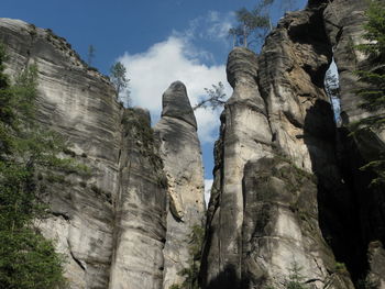 Low angle view of rock formations