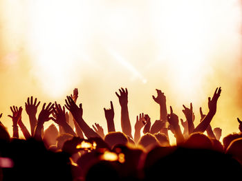 Rear view of silhouette crowd enjoying during music concert