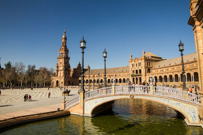 View of bridge over canal. plaza españa, sevilla. spain 