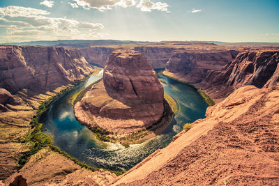 View of horseshoe bend against sky