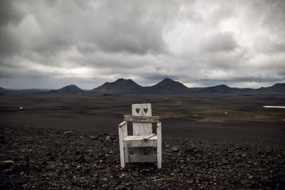 Built structure on sand against sky
