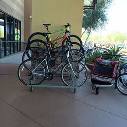 Bicycle parked against wall