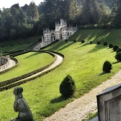 High angle view of formal garden