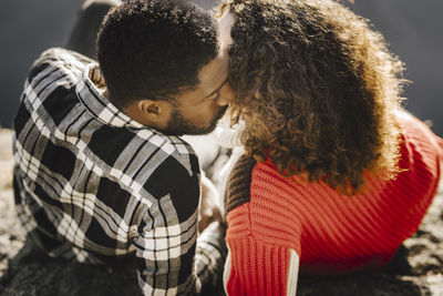 Romantic couple kissing each other