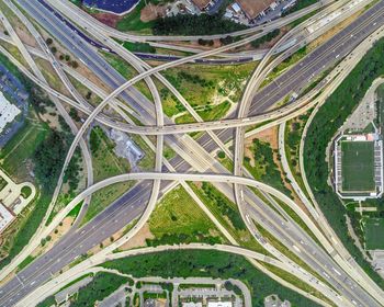 High angle view of elevated road in city