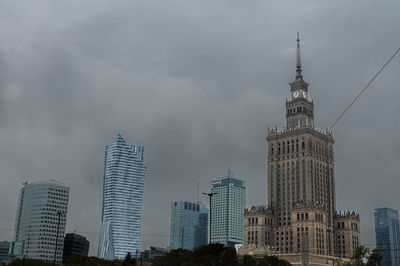 Low angle view of skyscrapers against sky