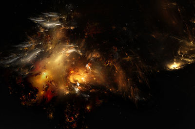 Firework display at night