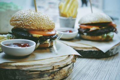 Close-up of hamburger