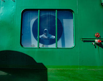 Close-up of train window