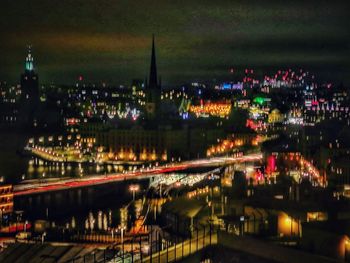 Illuminated city at night