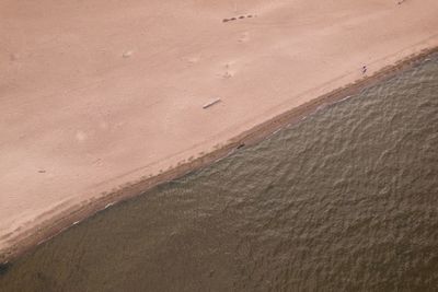 High angle view of sand on beach