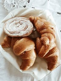 High angle view of breakfast on table