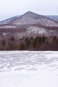 Scenic view of snow covered mountains