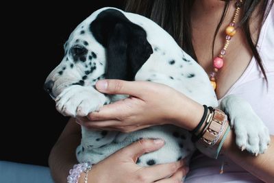 Close-up of woman with dog