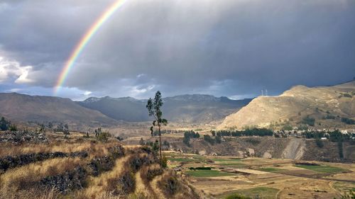 Scenic view of rainbow against sky