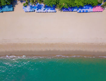 High angle view of swimming pool by sea