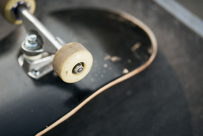 High angle view of skateboard on street