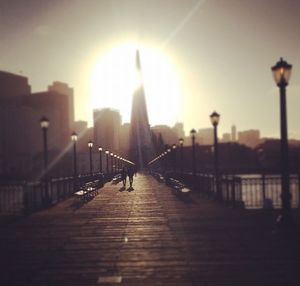 View of bridge at sunset