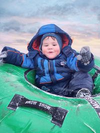 Portrait of cute boy in winter