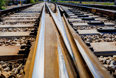 High angle view of railroad tracks