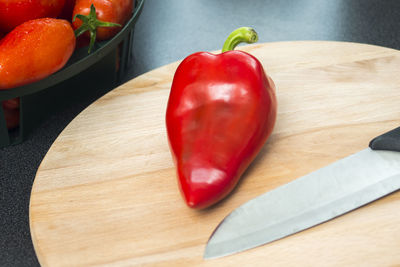 High angle view of tomatoes in plate