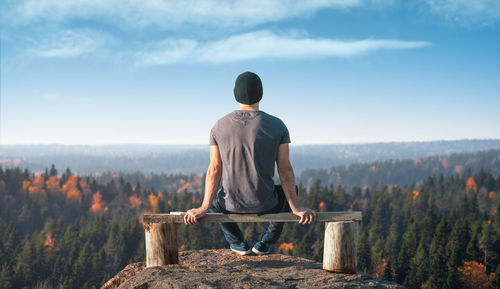 Rear view of man looking at observation point