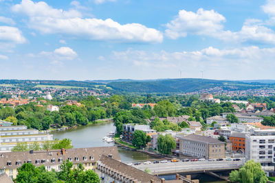 High angle view of townscape against sky